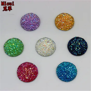 

Micui 100pcs 16mm AB Color Stick On rhinestone buttons Shiny Round Resin rhinestone Crystals Flat back Stones Strass DIY ZZ188