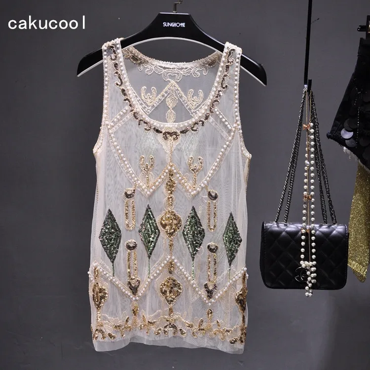 Cakucool женские летние платья с блестками топ на бретелях Прозрачное нижнее белье
