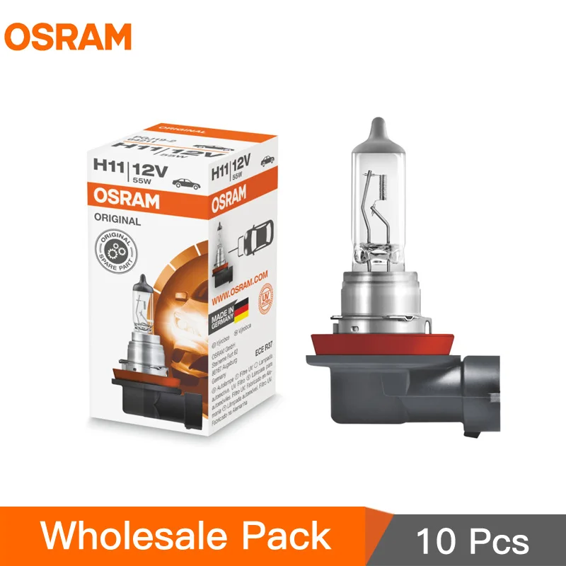 10 шт. OSRAM H11 12 В 55 Вт PGJ19 2 3200K 64211 оригинальная линейная лампа галогенная фара
