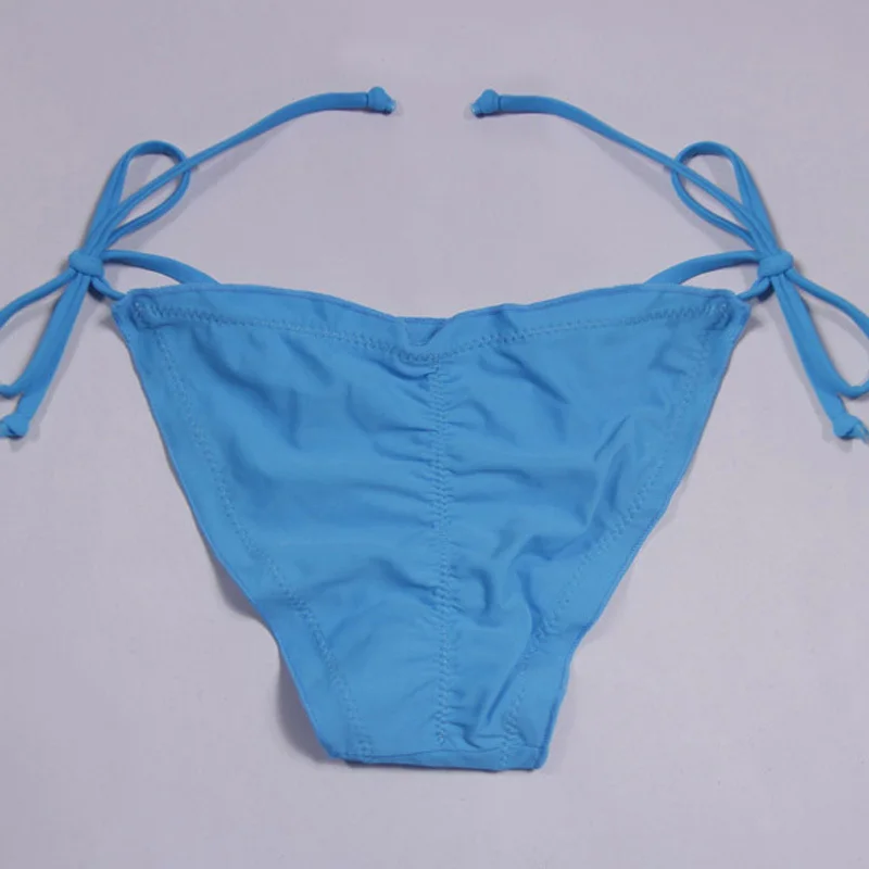 Vogue Blue Pleated Hot Shorts Women Thong Separates Swimsuit 2018