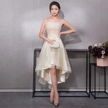 Новое Элегантное торжественное вечернее платье с открытыми плечами для вечеринки на красной дорожке, короткое спереди длинное сзади платье для выпускного вечера, robe de soiree