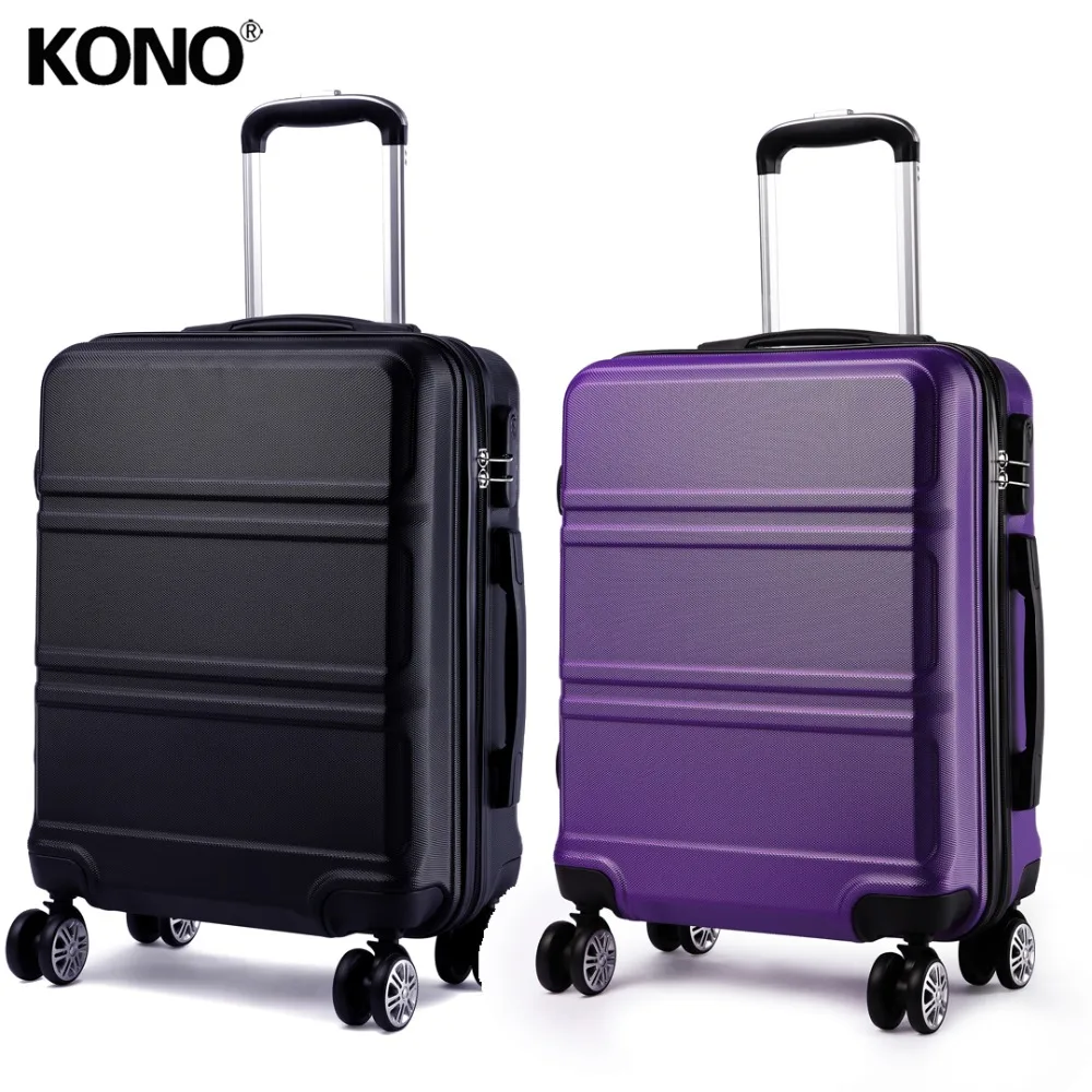 

KONO 2 pcs Rolling Hand Luggage Travel Suitcase Hard Shell ABS Light Weight Check In Carry on Trolley Case Bag 24 Inch YD1871L