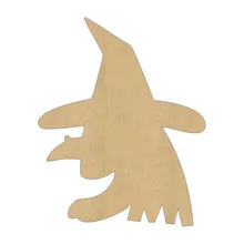 10pcs laser cut wood wooden ugly witch shape diy craft gift tag happy halloween decorations