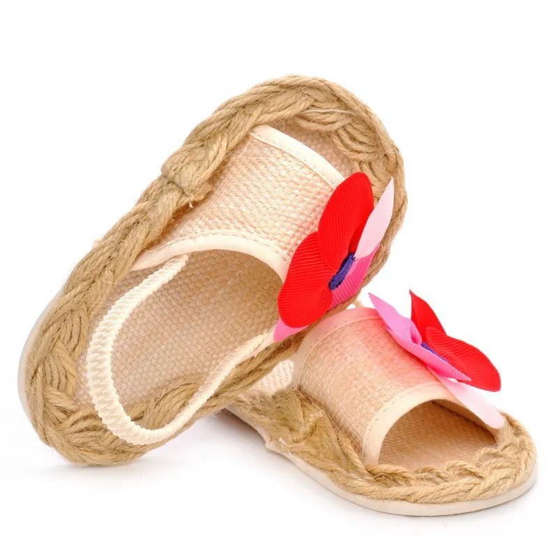 Для новорожденных Твердые нескользящей Дышащие для младенца сандалии Ротанг цветы малышей обувь детские кеды обувь детские пинетки YD410e