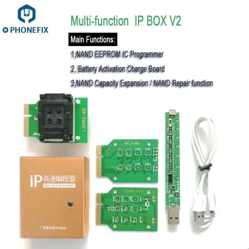 PHONEFIX IP BOX V2 V3 NAND Программист с платой активации батареи и EEPROM IC NAND Flash Read Write Tool для iPhone iPad