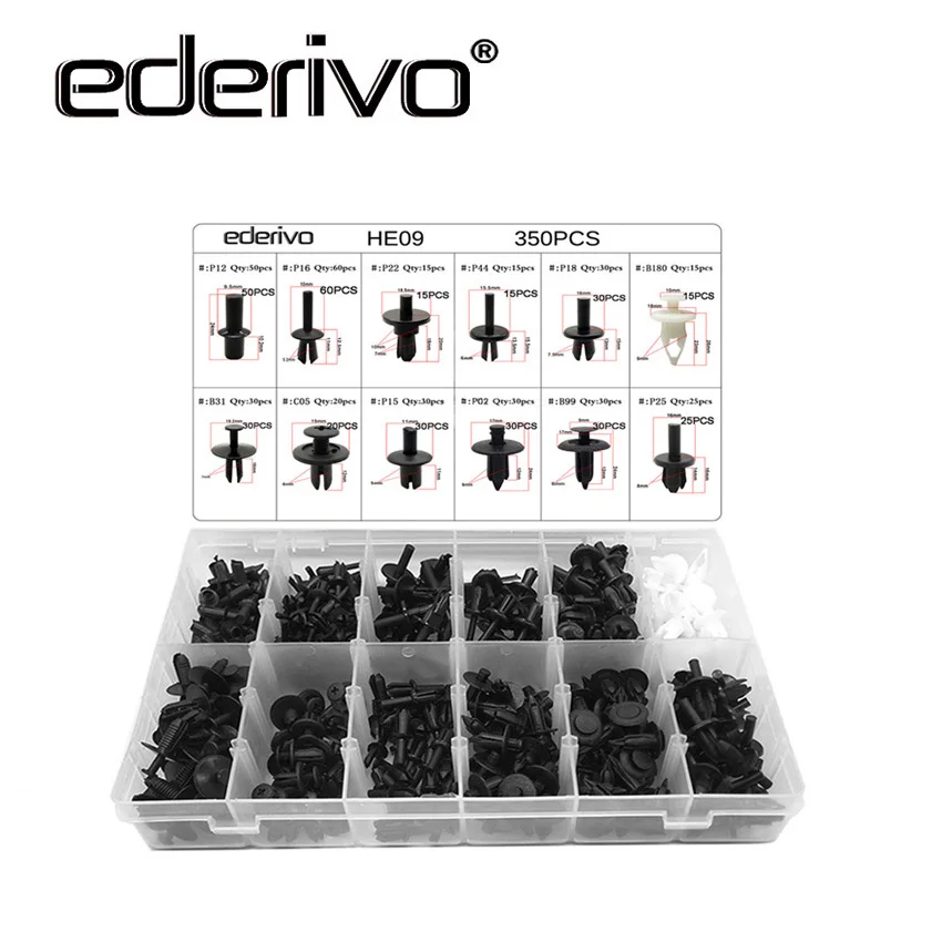 Ederivo 350PCS Universal Mixed Car Fastener Auto Body Panel Lining Trim