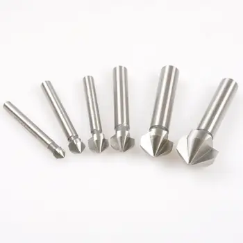 

Fixmee 6pcs 3 flute 90 degree HSS Chamfer Cutter Chamfering Drilling Mill Drill Set Milling Cutting Tool Set