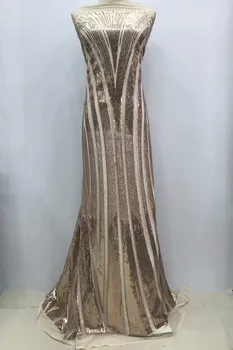 

2018 high quality sequence French Nigerian sequins net African tulle mesh sequence lace fabric for dress 5yards/lot JL1126