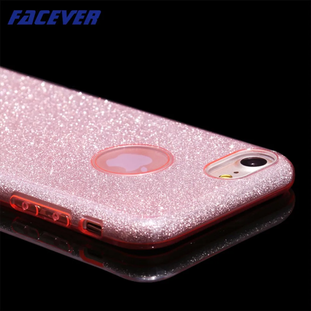 

Facever Crystal Rhinestone Bling Glitter 3 in 1 Silicone Phone Cases For iPhone 5 5S SE 7 7 Plus 6 6S Plus Protective Cover
