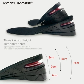 

KOTLIKOFF 3-7cm Height Increase Insole Cushion Height Lift Adjustable Cut Shoe Heel Insert Taller Support Absorbant Foot Pad