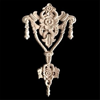 

5PCS Wooden Miniatures Woodcarving Decal Corner Wood Carved Corner Wall Door Furniture Decorative Figurine Home Decor