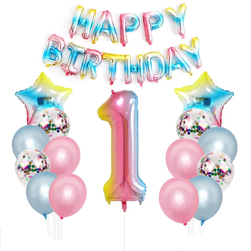 

28pcs/set star 32inch Gradually discolored number and Latex Balloon Suit combination birthday party decorations baby show globos