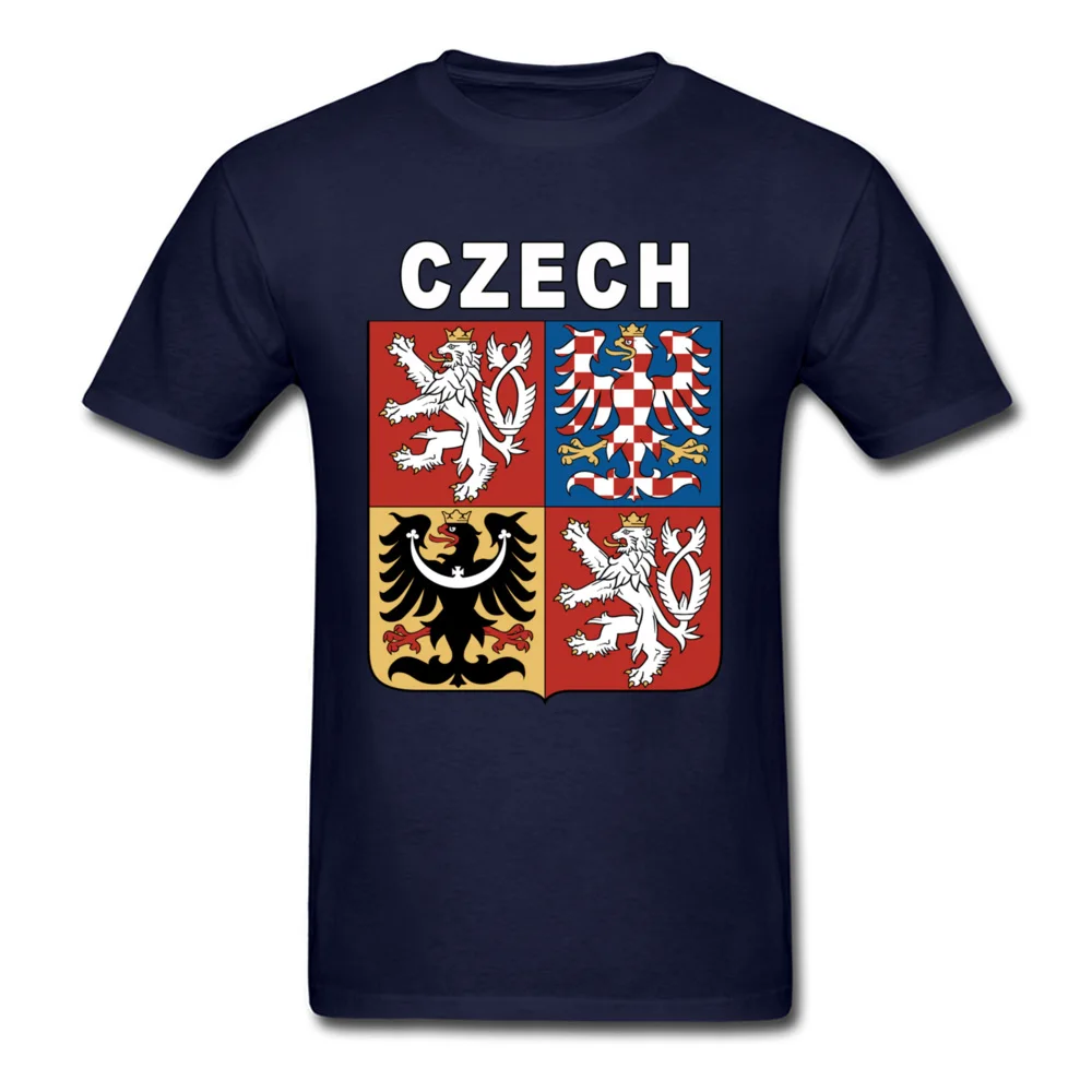 Unique Short Sleeve Tees Summer Round Collar Pure Cotton Mens Top T-shirts Summer Unique Tops T Shirt 2018 Popular Ceska Czech Republic National Game 13763 navy