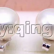 Большой 12-13 мм белый натуральный пресноводный высокого качества плоским жемчужной сережкой и серебро 925 stud-ear253 /розничная