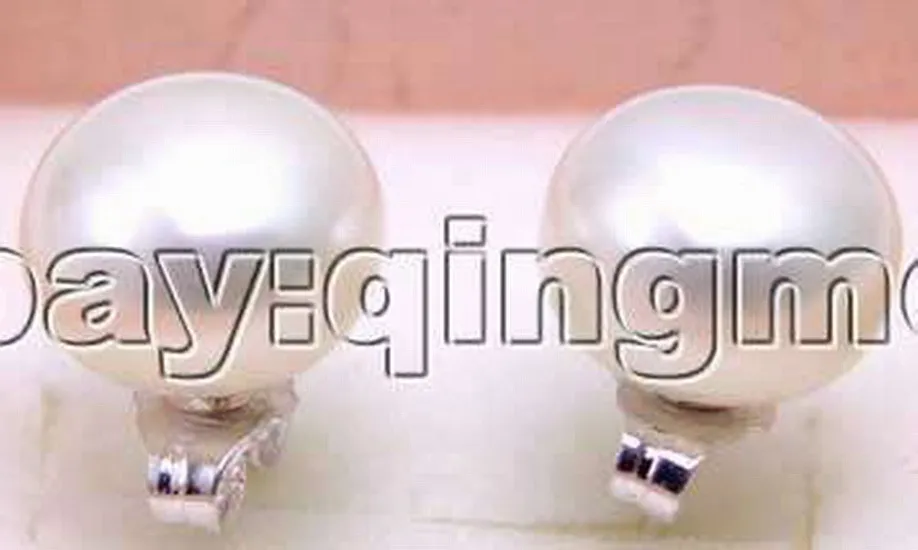 SALE Big 12-13mm White Natural Freshwater high quality Flat Pearl Earring and Silver 925 stud-ear253 wholesale/retail Free ship | Украшения