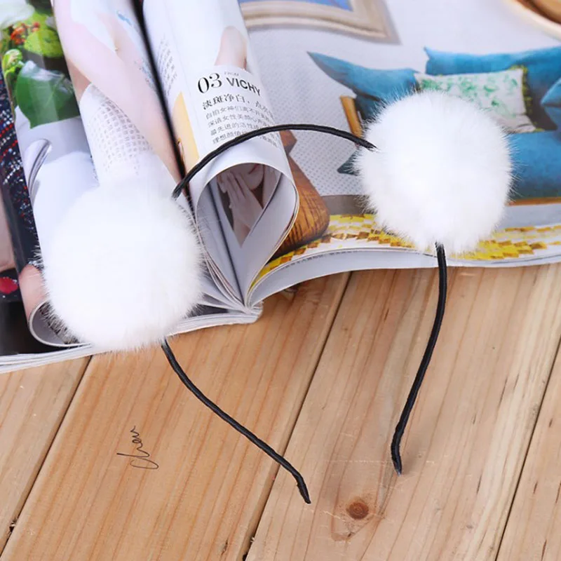 Cute Women's Girls Pom Fur Ball Furry Ears Headband Hair band Head Accessory POP