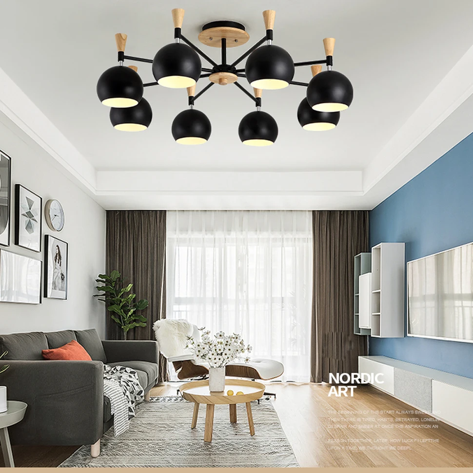 

led 27 Nordic Wood Iron Apples LED Lamp.LED Light.Ceiling Lights.LED Ceiling Light.Ceiling Lamp For Foyer Bedroom Dinning Room