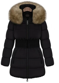 Последние Для женщин Модное зимнее пальто Мех животных с длинными рукавами средней длины хлопка пуховик Для женщин большой ярдов тонкий теплое пальто g1943 - Цвет: black