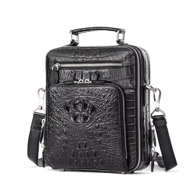

Fancy Genuine Crocodile Skin Businessmen Small Handbag Men Single Cross Shoulder Bag Exotic Alligator Leather Man Messenger Bag