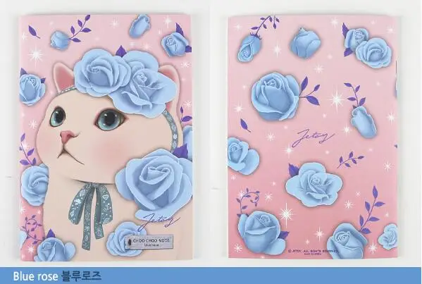 Очень милый блокнот в Корейском стиле с изображением кота из мультфильма 64P 14,8*21 см канцелярские принадлежности для студентов - Цвет: blue rose