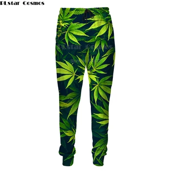 

PLstar Cosmos Drop shipping 2018 New Fashion Mens 3D trousers Green weeds Print Men/Women Casual joggers Pants