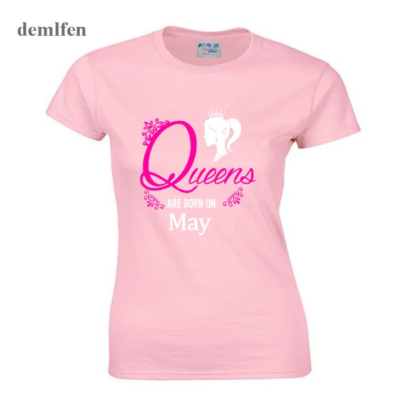 Fashion Girl Short Sleeved Cotton T Shirt Funny Queen Are Born In May T Shirt Women