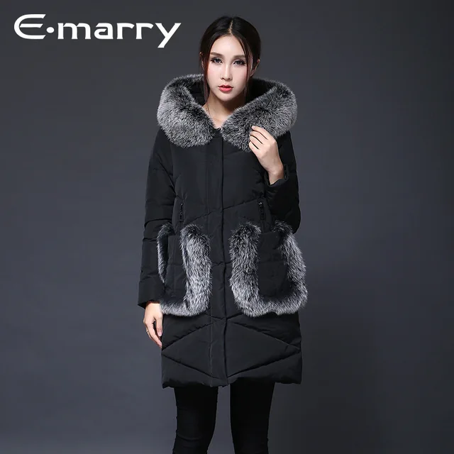 Best price at $223 Cheap New Arrive Long Fur Coats For Woman Light Jacket Winter Down Coat Womens Slim Thicken Jackets Western Fashion Slim Down Jacket