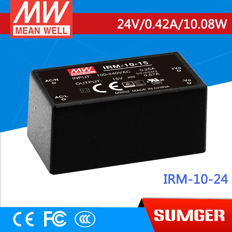

[Freeshiping 6Pcs] MEAN WELL original IRM-10-24 24V 0.42A meanwell IRM-10 24V 10.08W Single Output Encapsulated Type