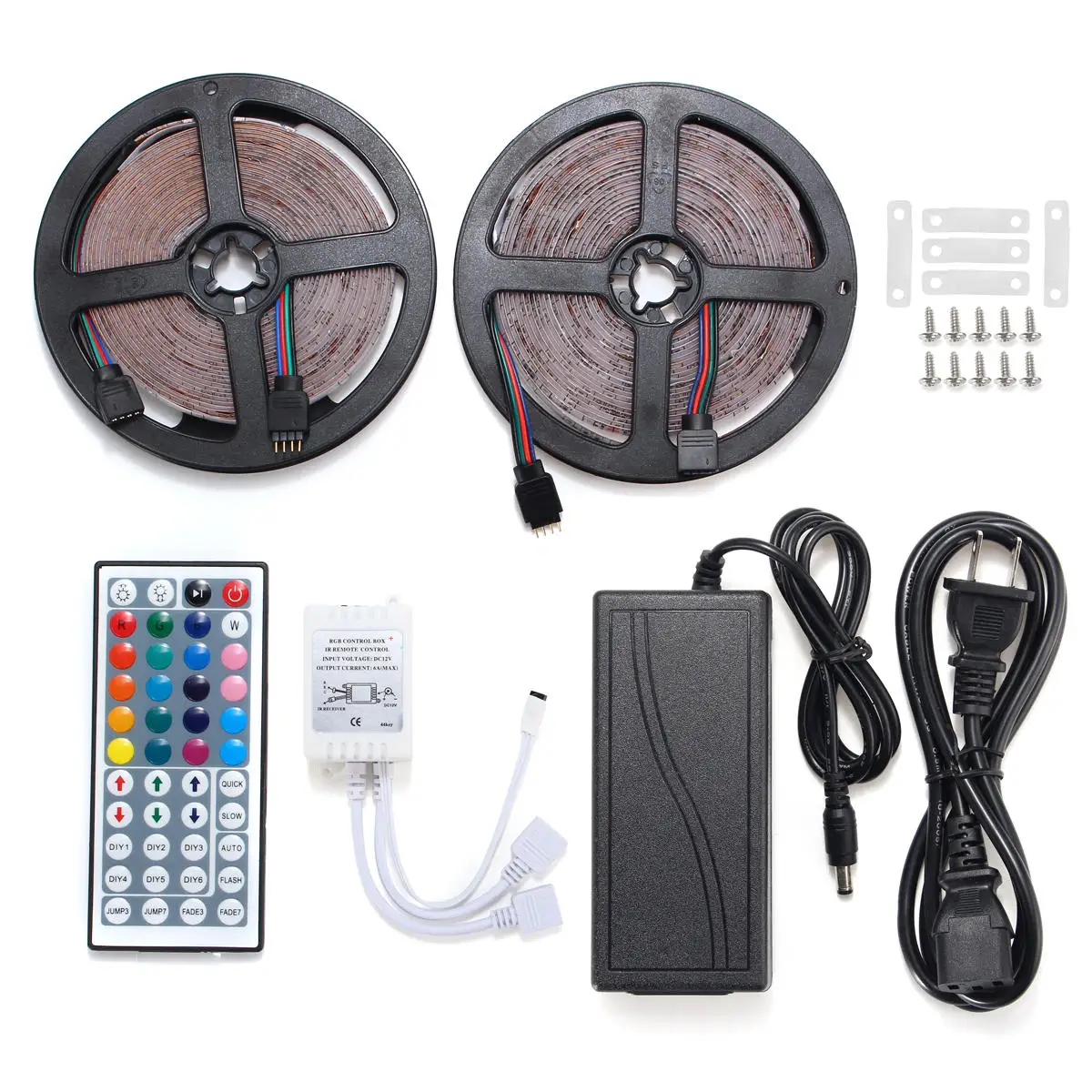 

10M 600 LED SMD3528 Waterproof LED Strip RGB Color Changing LED Flexible Strip Light Kit + IR Controller + Adapter DC12V