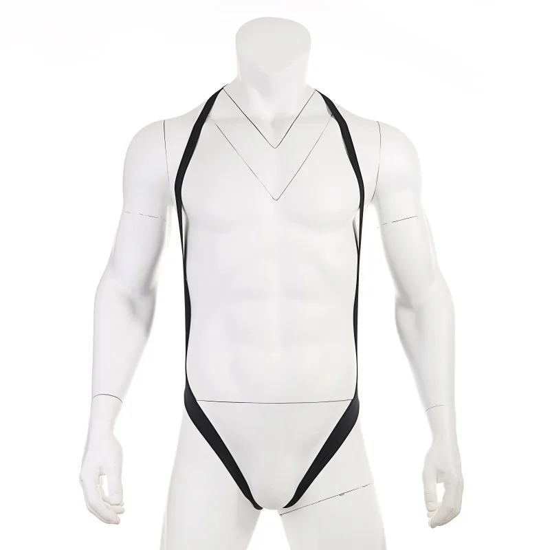 Sexy Nylon Transparent Open Butt Gay Wrestling Singlet Crotchless Jockstrap Underwear Men Mankini Erotic Jumpsuit Undershirt