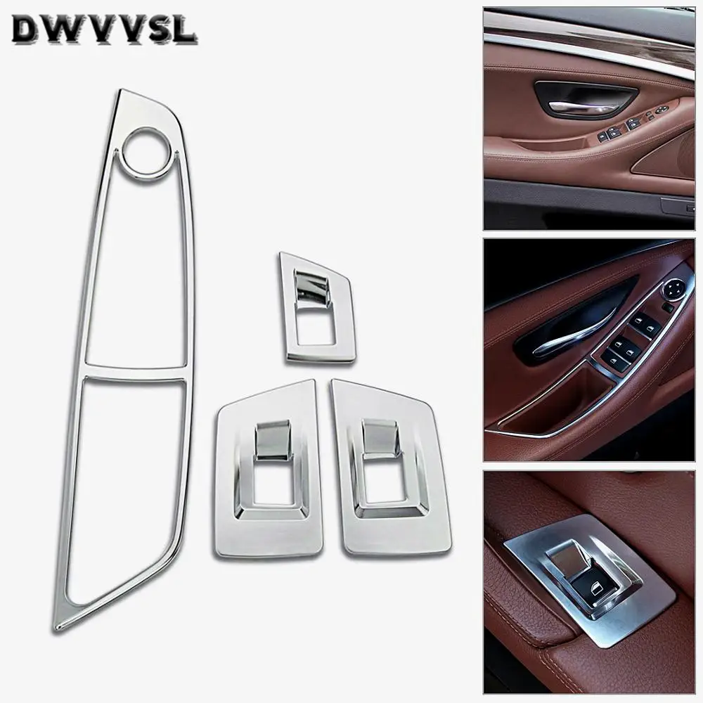 

Inner Door Window Lift Switch Button ABS Chrome Interior Window Button Panel Trim Cover Frame For Left Hand Drive BMW 5 Series
