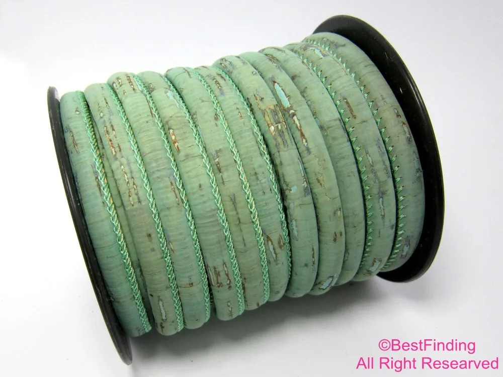 

1meter 6mm Round Cork Green Portuguese cork strips