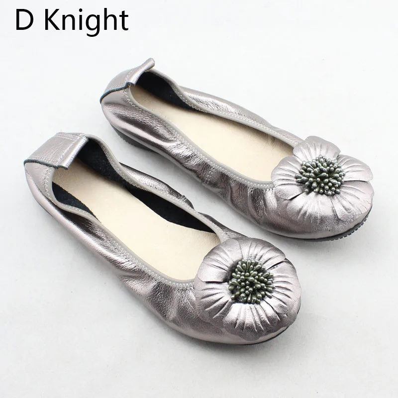 2018 Spring Women Flats Shoes Women Genuine Leather Shoes Woman Ballet Flats Flower Round Toe Loafers Slip On Ballerines Flats  (14)