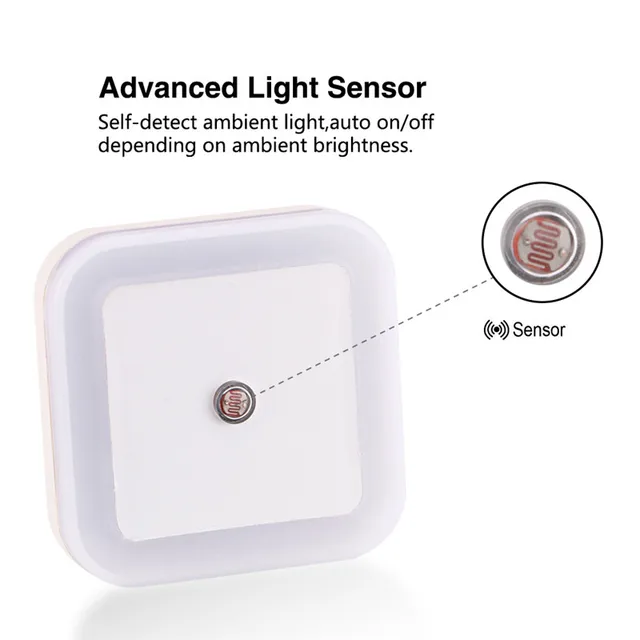 Wireless Sensor LED Night Light EU US Plug Mini Square Night Lights For Baby Room Bedroom Corridor Lamp 3