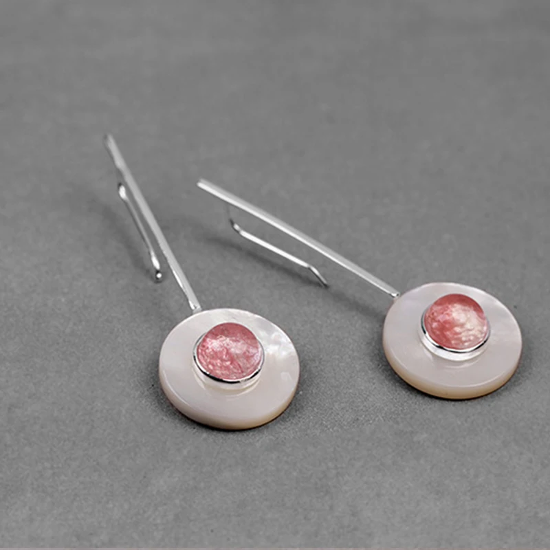 Lotus Fun Real 925 Sterling Silver Natural Stones Handmade Fine Jewelry Modern Minimalism Design Elegant Round Dangle Earrings
