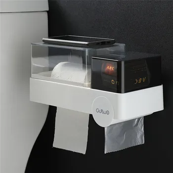

Waterproof Punch-free Wall Mount Toilet Paper Holder Rack Household Bathroom Storage Box Tray Paper Roll paper towel holder