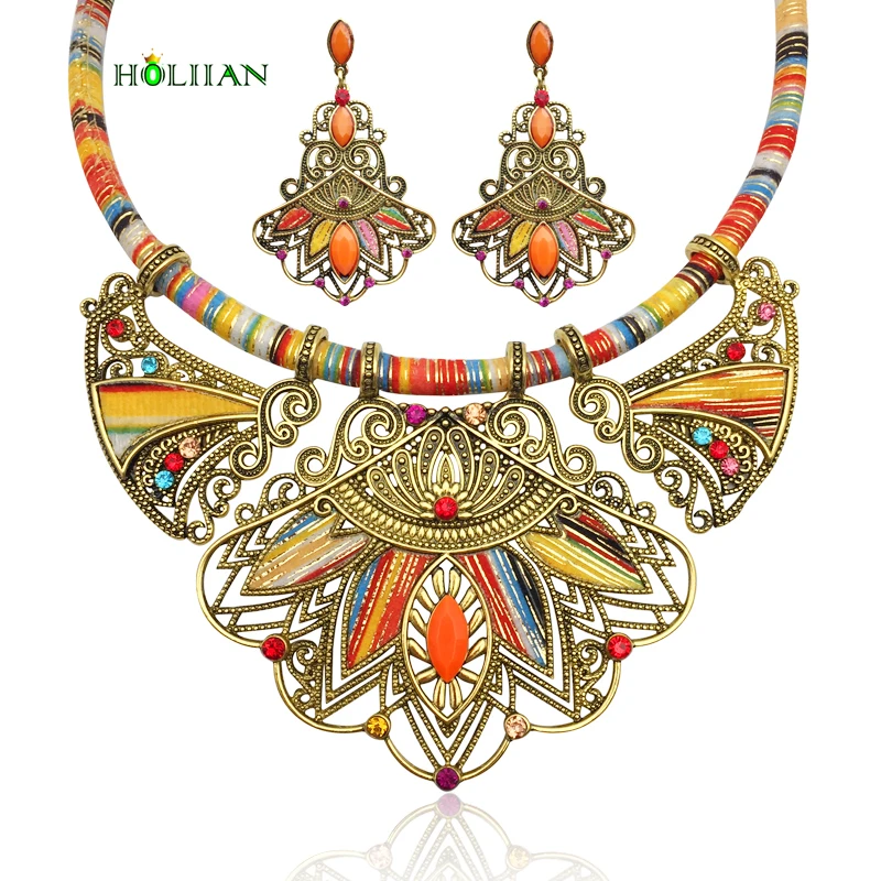 

Bohemia necklace&pendants for women multicolor statement choker necklace boho female big ethnic collar maxi tribal jewelry new