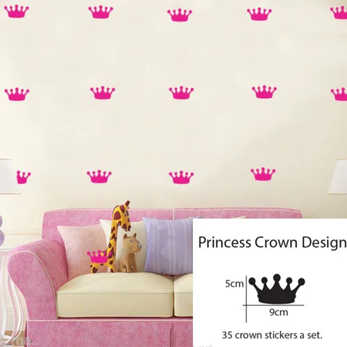 35pcs/set Princess Crown DIY Vinyl Decoration Fashion Wall Art Nursery