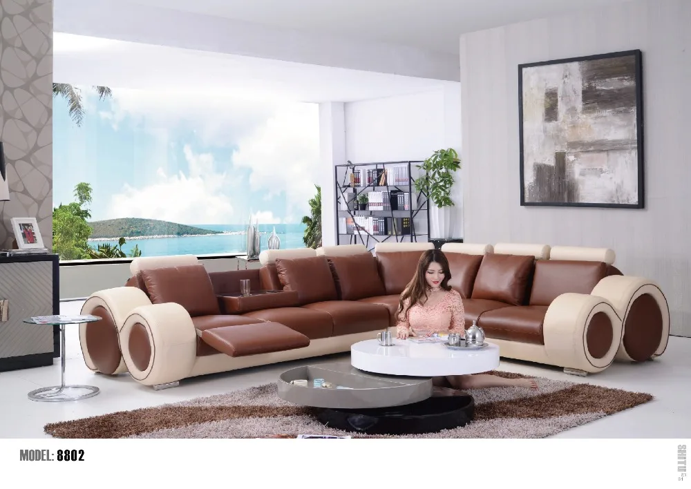 Hot selling modern style genuine leather sofain Living Room Sofas from