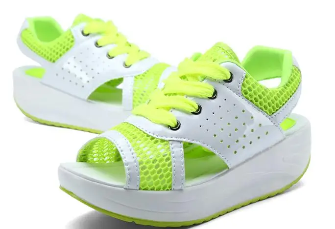 

2019 new Summer Women's Sandals Casual Sport Mesh Breathable Shoes girl increased Wedges slipsole thick heel Sandalias