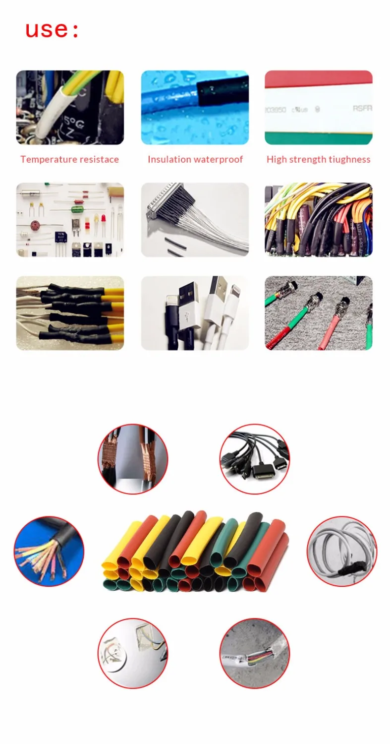 385pcs 2:1 White Heat Shrink Wire Wrap Tube Assortment Assorted Sleeve 9 Sizes