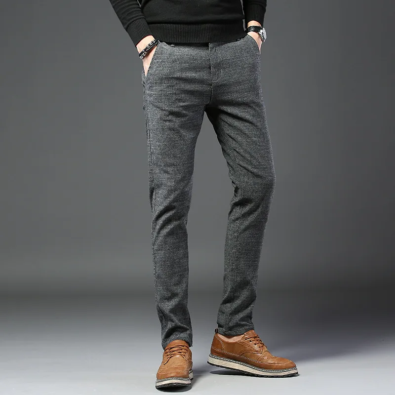 

Fashion New High Quality Cotton Men Pants Straight Spring and Summer Long Male Classic Business Casual Trousers Full Length Mid