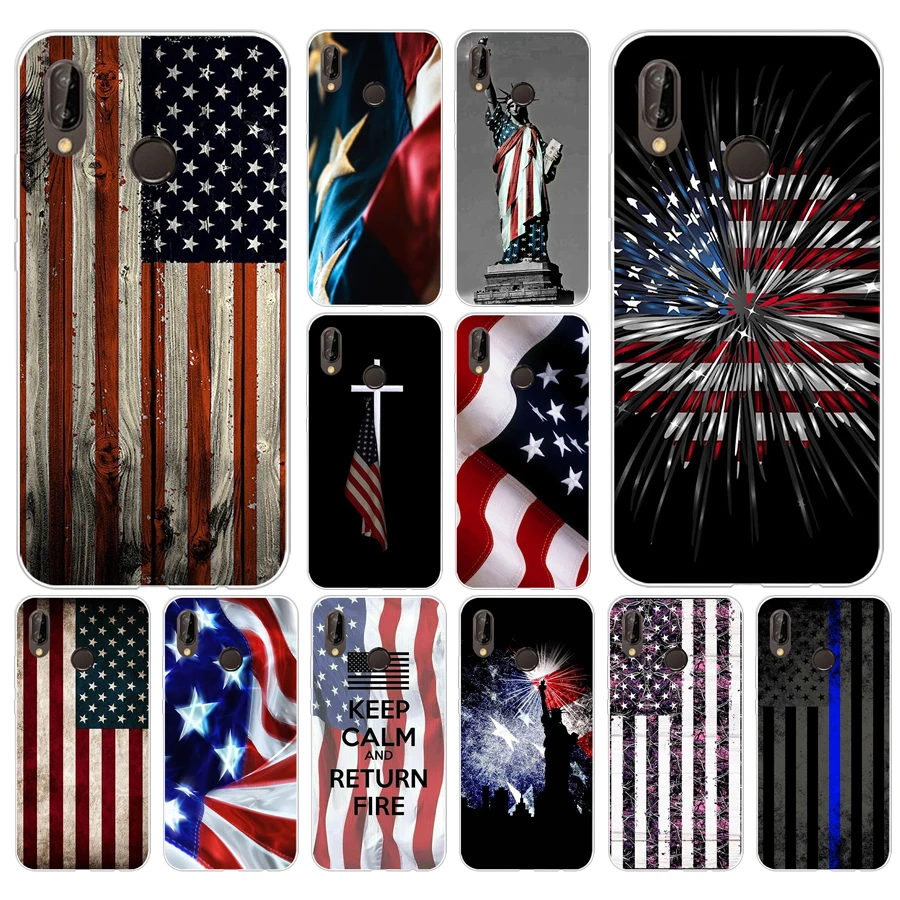 

146A Thin Blue Line American US Flag Soft Silicone Tpu Cover Case for huawei Nova 3 3i p smart