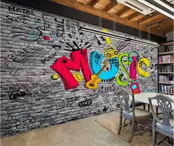 Настенная бумага на заказ креативная граффити Искусство Музыка кирпичная стена живопись KTV бар гостиная домашнее украшение Стены бумага