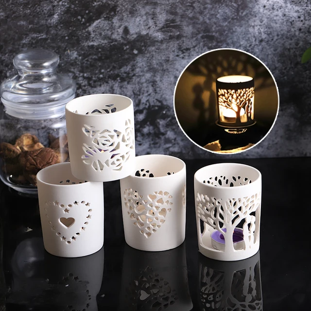 Matte White Pottery Votive Tealight Ceramic Candle Holder Porcelain Matte White Pottery Votive Tealight Ceramic Candle Holder Porcelain Jar Holiday Decor Propose Marriage Valentine S