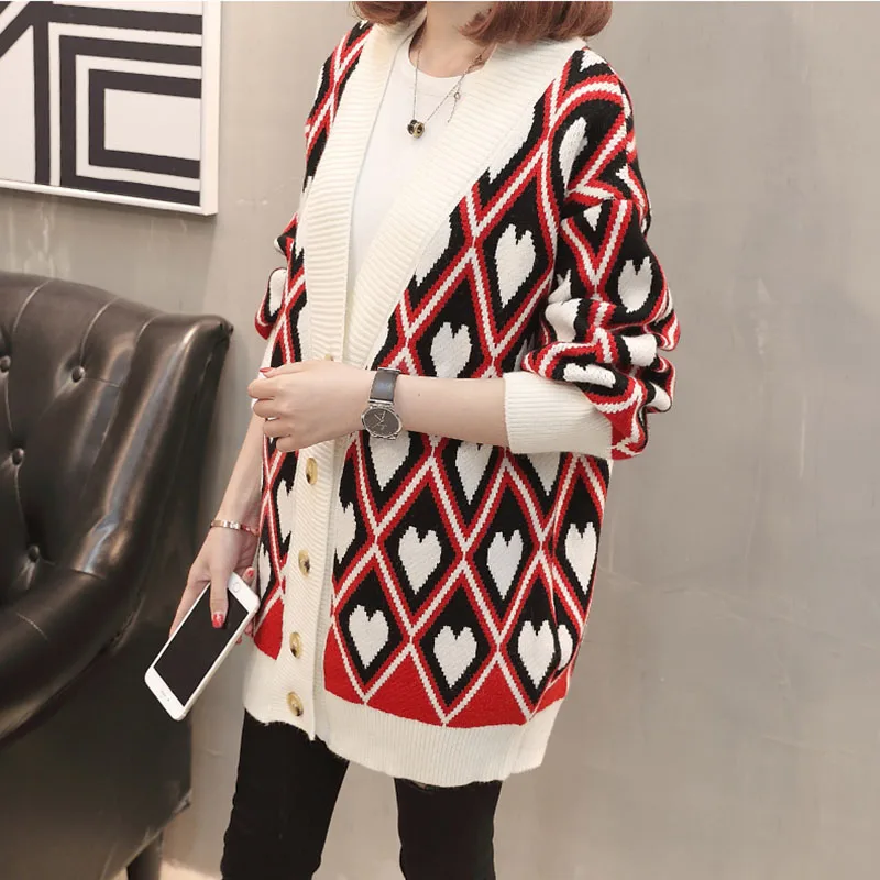 

Womens 2018 Fall Cardigan Knitted Oversize Sweater Fashion Ladies Cotton Elegant Autumn Outwear Long Sleeve Female Sweaters