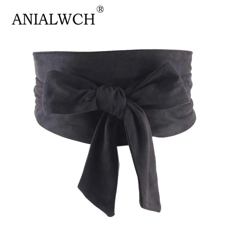 230x12cm New Fashion Female Soft Flannel Double Circle Bow Wide Belt