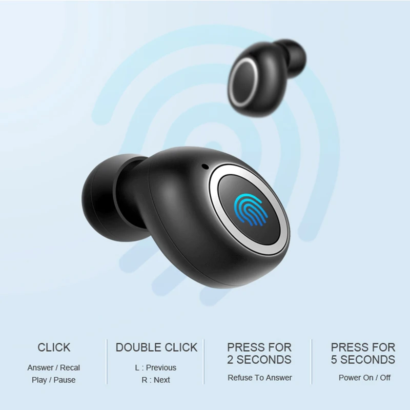 D015 TWS Bluetooth 5 0 наушники с сенсорным управлением Портативные водонепроницаемые