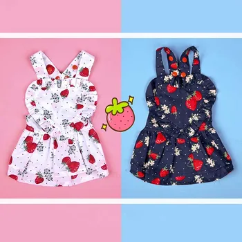 

Cute Strawberry Dog Dress Tutu Skirt Summer Dog Female Girl Puppy Hoodie Shirt Clothes Costume For Yorkie Chihuahua
