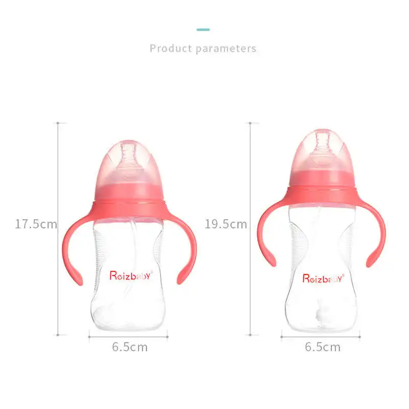 Детская Бутылочка 240 мл/300 мл для новорожденного сока, молока, пластиковая широкая чашка с ручкой для питья 0-18 месяцев, забота о ребенке, уход за ребенком